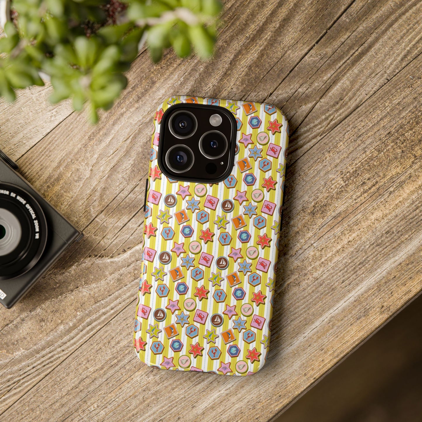 Yellow and White Striped Summer Themed Phone Case