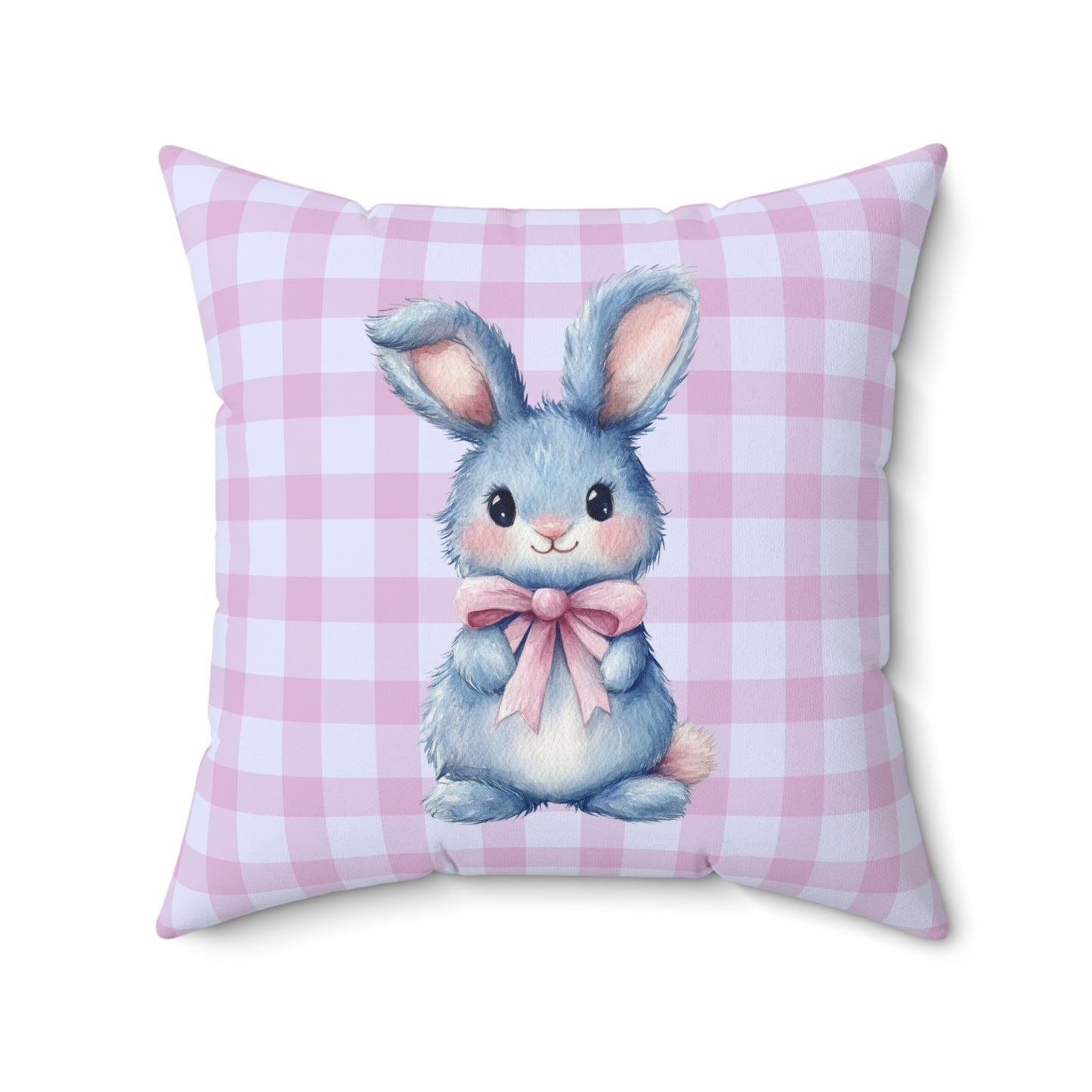 Easter Bunny Pink Gingham Pastel - Indoor Throw Pillow