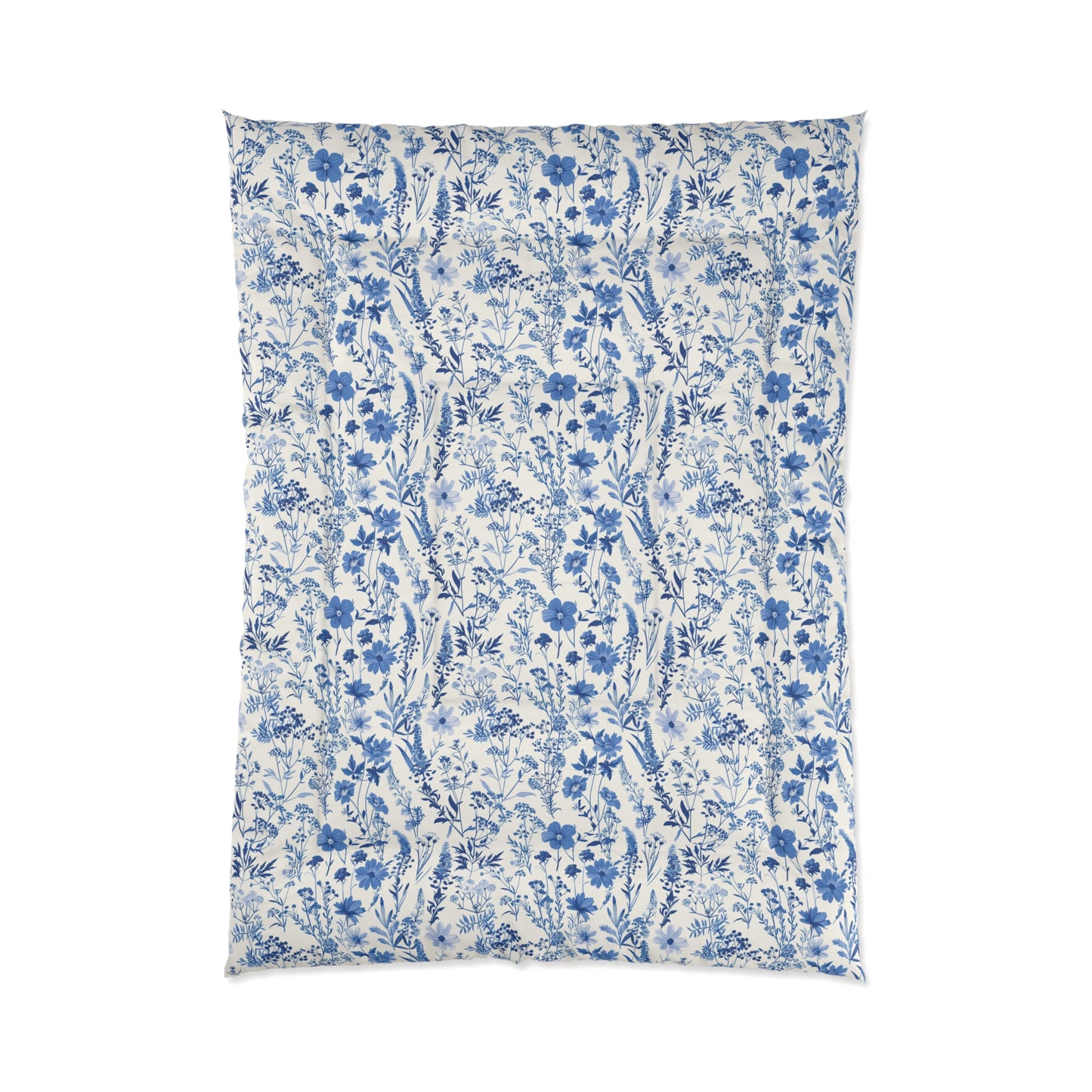Blue Toile Floral Comforter - Cozy Bedding for Modern Bedrooms, Flower Pattern Bedspread, Spring Decor, Gift for Her