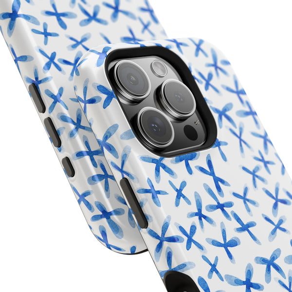 Blue Floral MagSafe iPhone Case — Magnetic Impact-Resistant