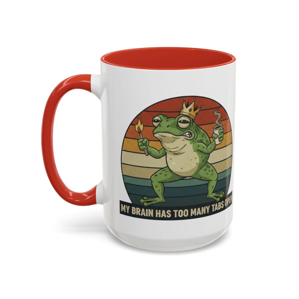 "Too Many Tabs Open" Retro Frog Accent Mug - 11oz & 15oz Ceramic Coffee Cup