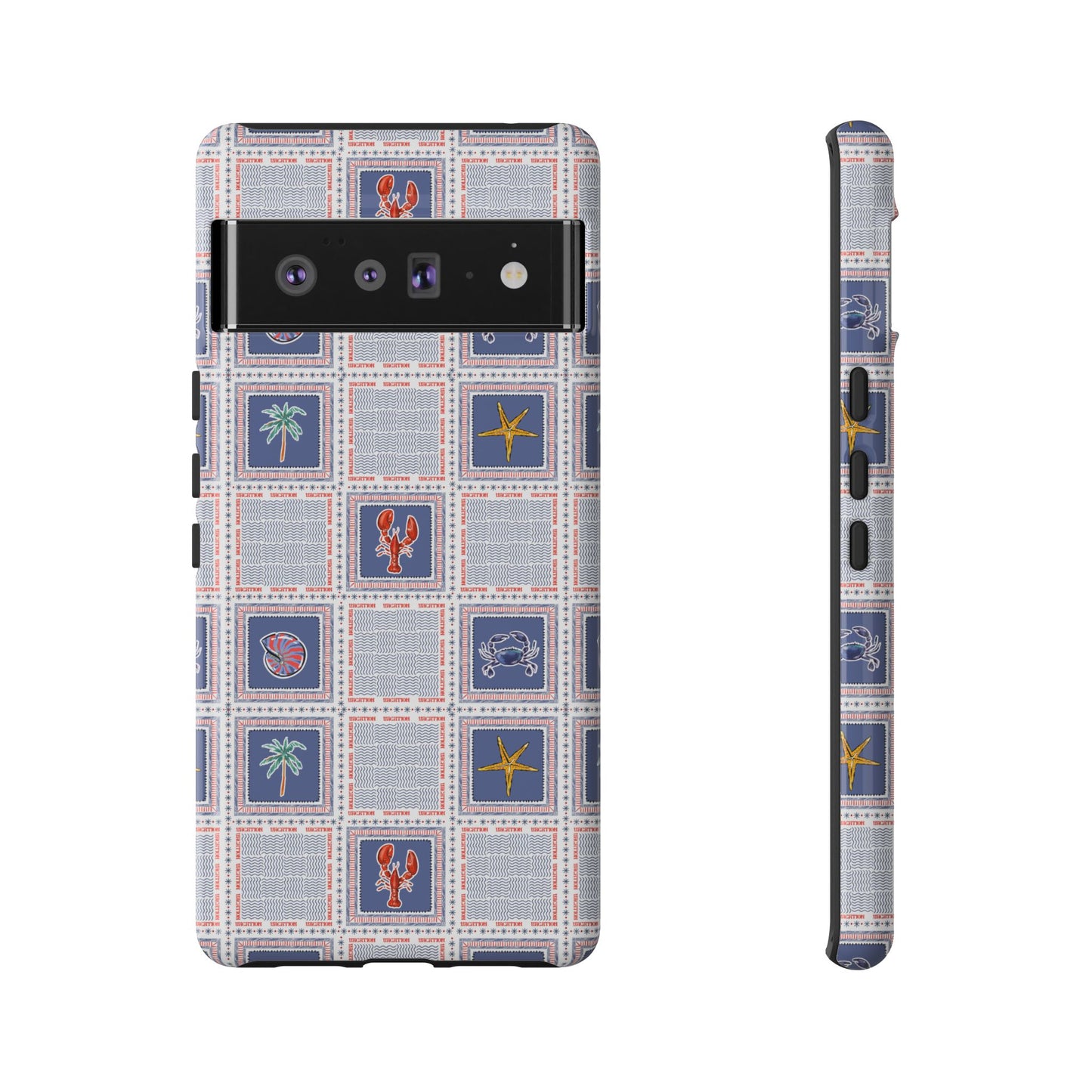 Lobsters Sailboats Seashells - Cell Phone Tough Case