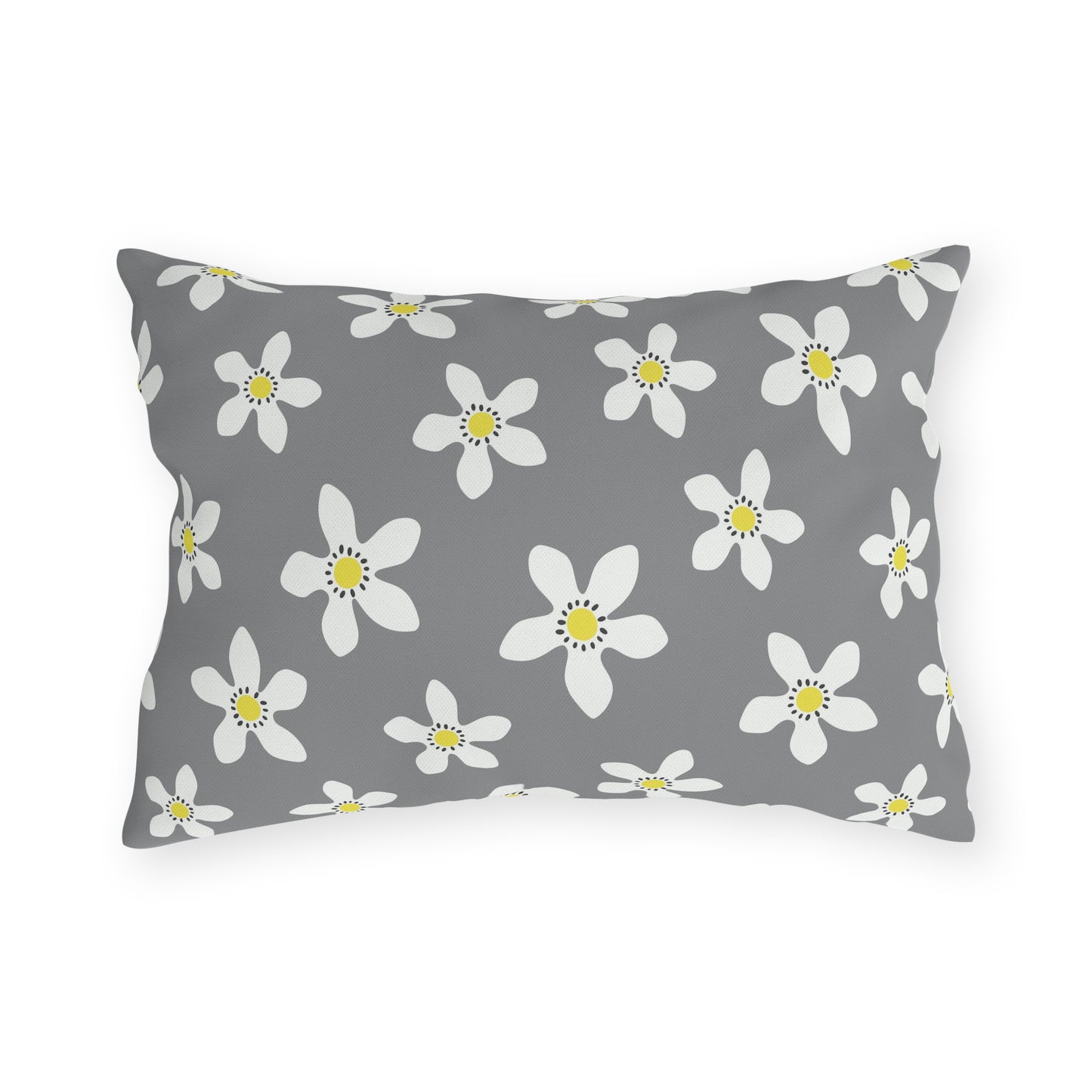 Daisy on Gray - Outdoor Throw Pillow
