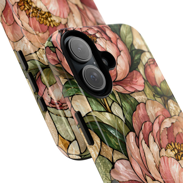 Glossy or Matte Stained Glass Peony MagSafe iPhone Case