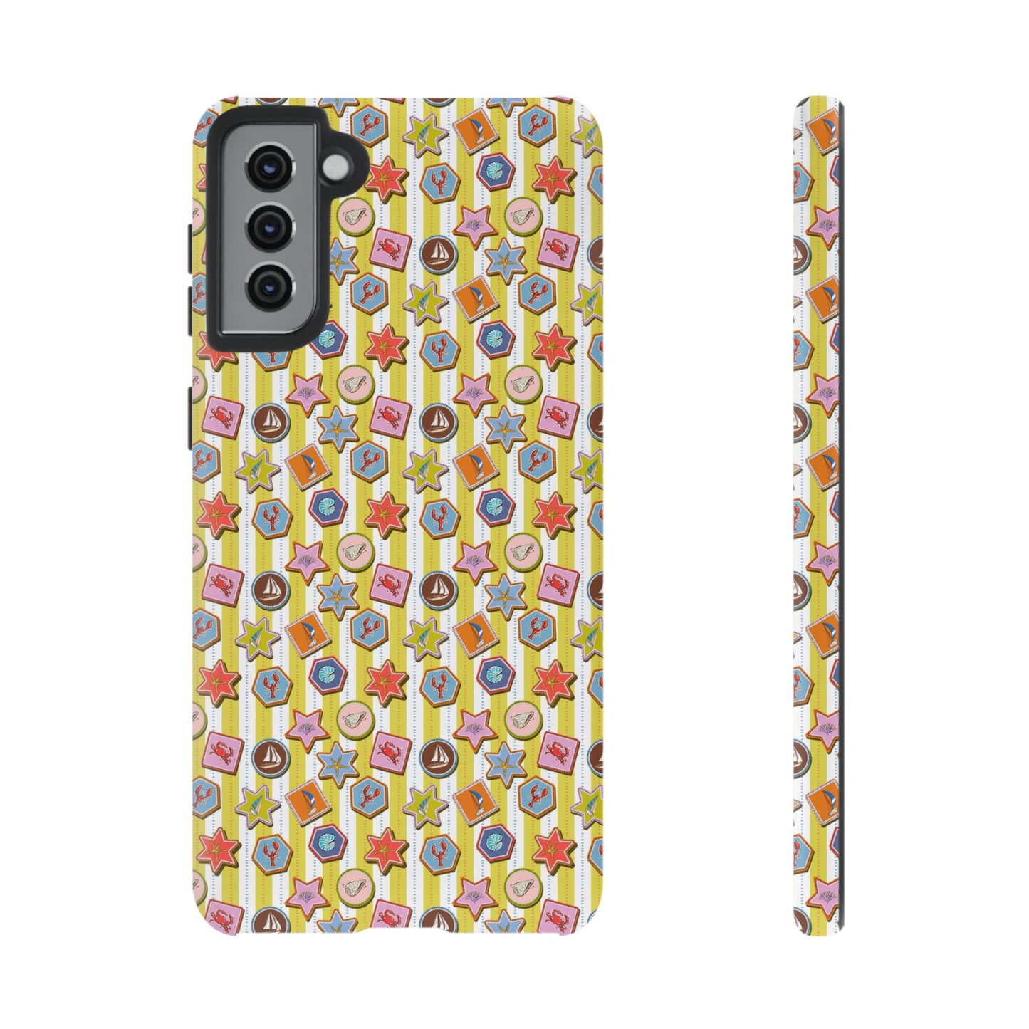 Yellow and White Striped Summer Themed Phone Case