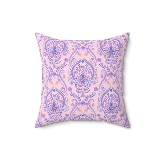 Elegant Pink & Purple Damask - Indoor Throw Pillow