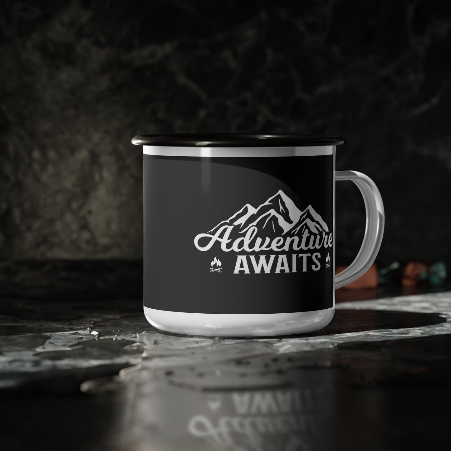 Adventure Awaits - 12oz Enamel Camping Mug
