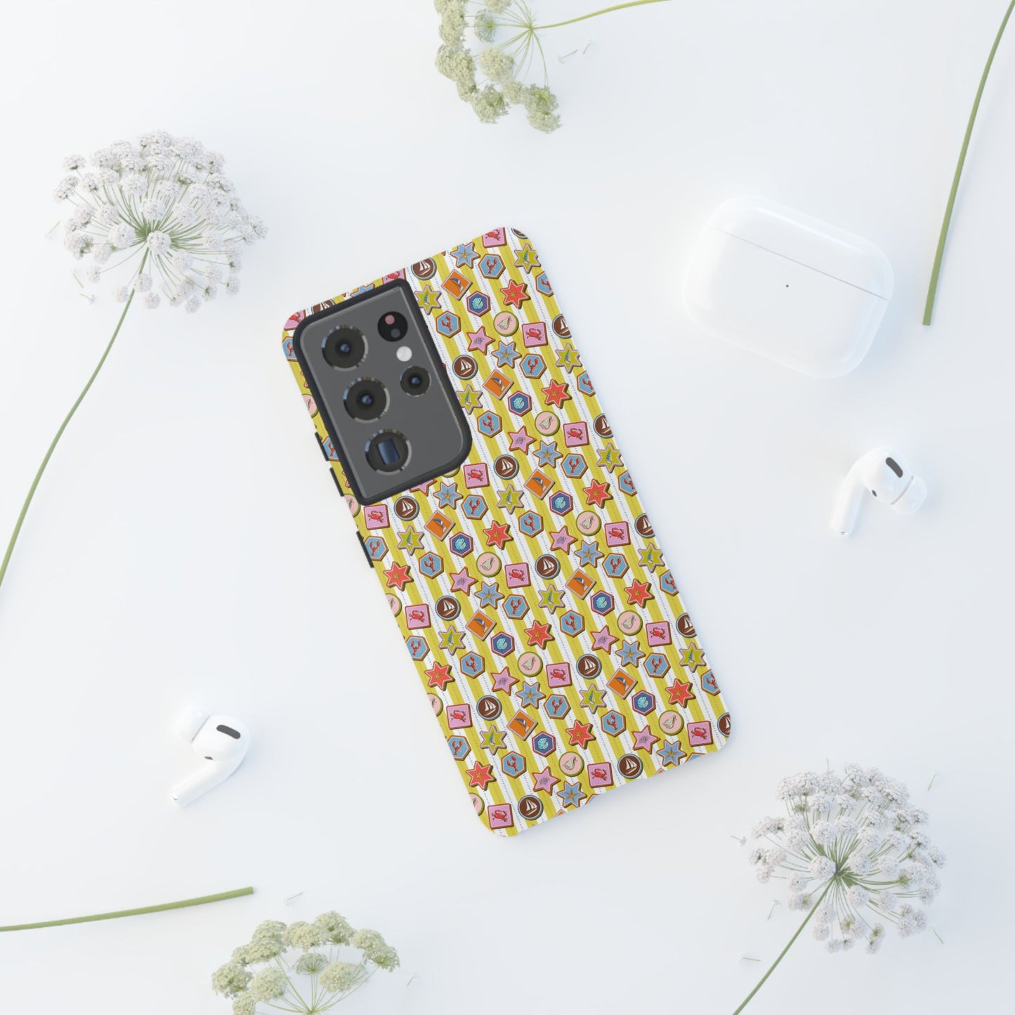 Yellow and White Striped Summer Themed Phone Case