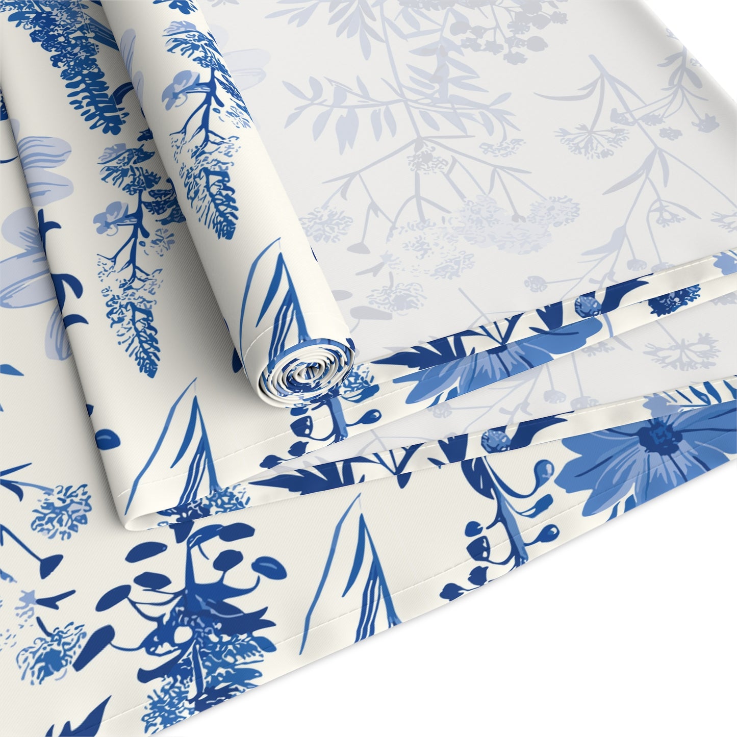 Blue Floral Toile Table Runner