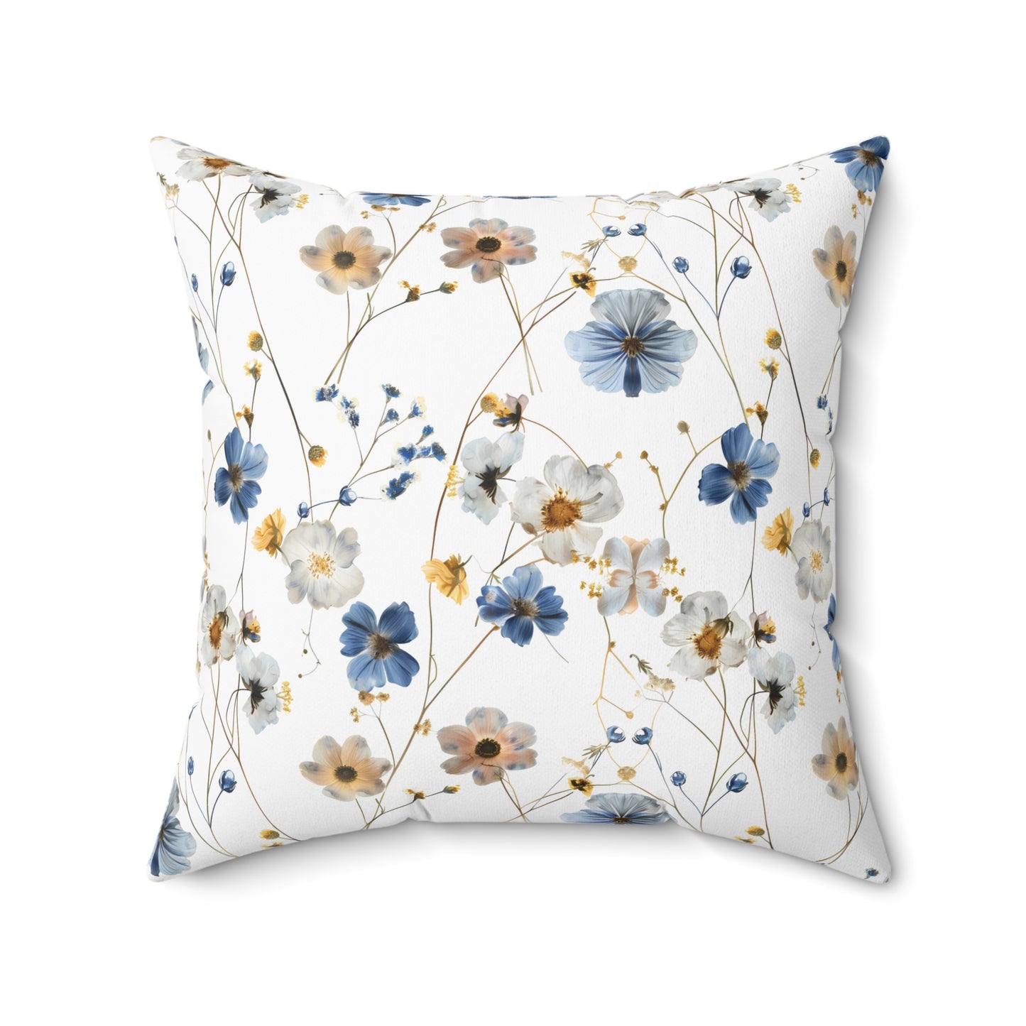Boho Blue and Yellow Floral - Indoor Throw Pillow