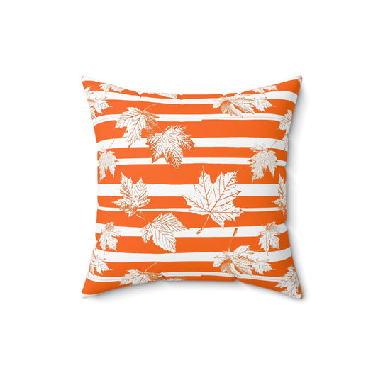 Orange and White Leaves - Indoor Throw Pillow – Autumn Decoration