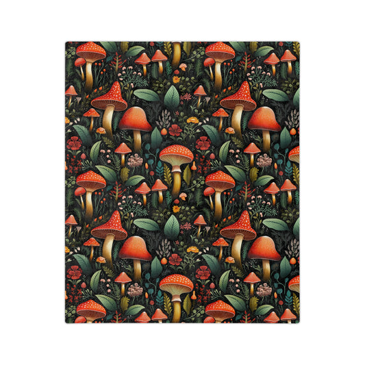 Cozy Mushroom Cottagecore - Microfiber Throw Blanket
