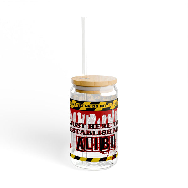 True Crime Lover - 16oz Glass with Lid and Straw