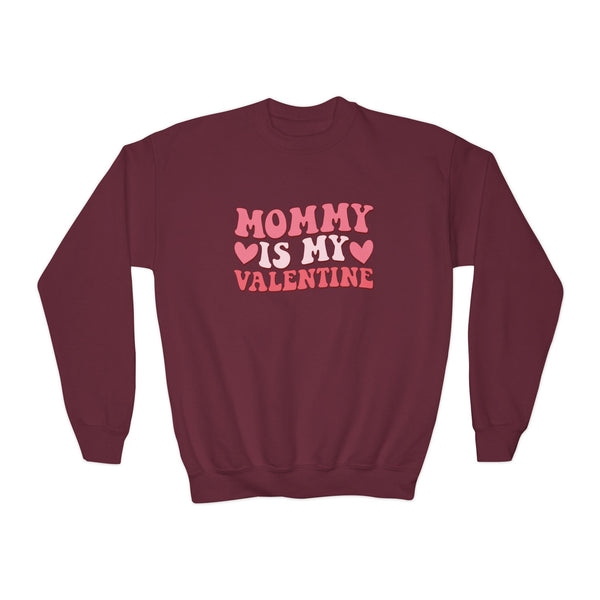 Youth Mommy Is My Valentine Youth Crewneck Sweatshirt Valentines Day