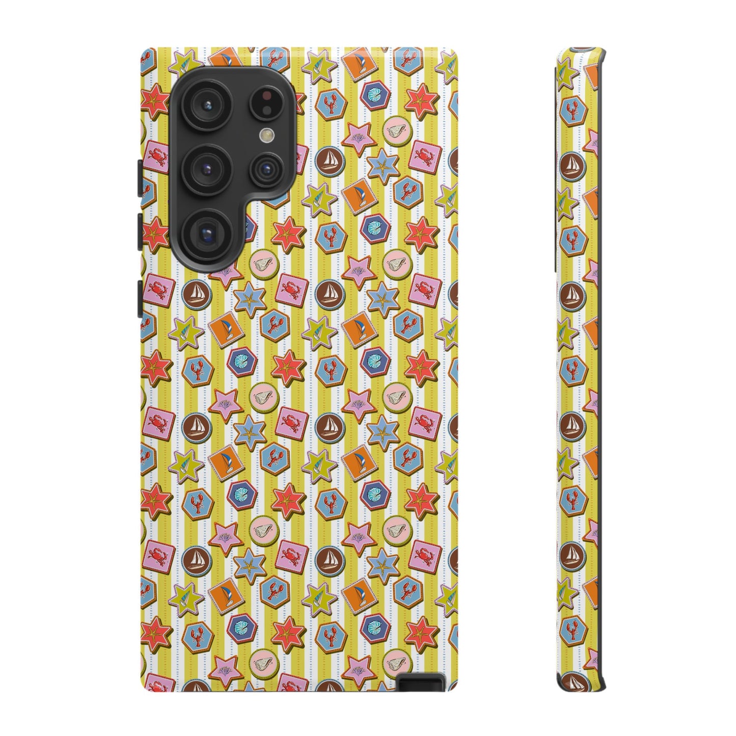 Yellow and White Striped Summer Themed Phone Case