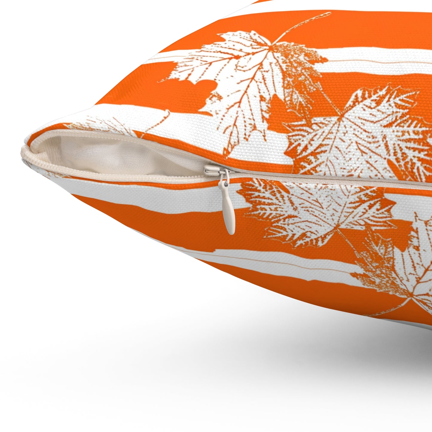 Orange and White Leaves - Indoor Throw Pillow – Autumn Decoration
