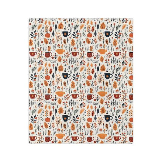 Cozy Floral Velveteen Blanket, Soft Throw for Fall Decor, Seasonal Gift, Home Warmth, Autumn Blanket for Snuggling