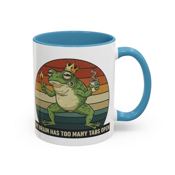 "Too Many Tabs Open" Retro Frog Accent Mug - 11oz & 15oz Ceramic Coffee Cup
