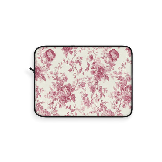 Pink Floral Toile De Jouy Laptop Sleeve