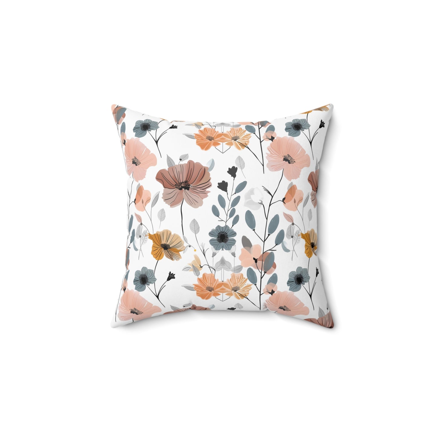 Blush and Mustard Floral - Indoor Throw Pillow