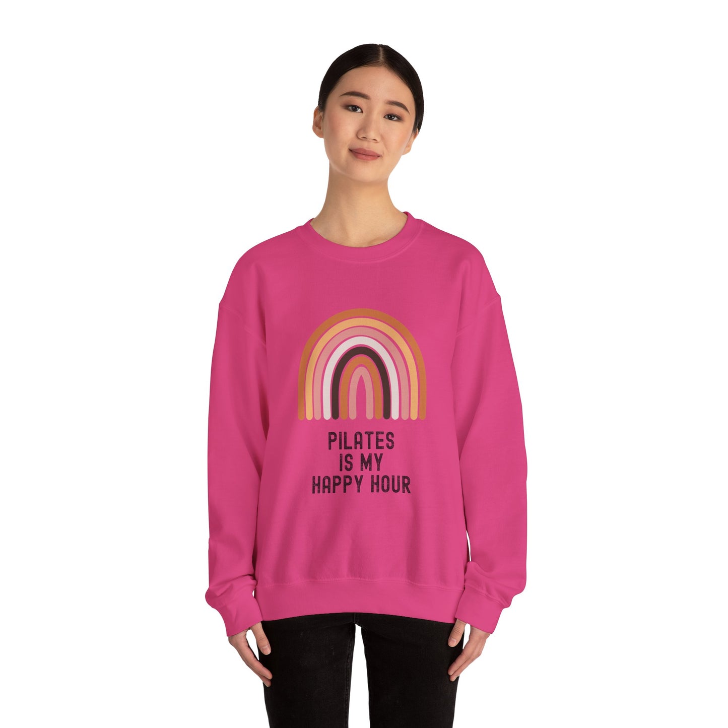 Pilates Rainbow Crewneck Sweatshirt, Cozy Exercise Sweatshirt, Gift for Fitness Lovers, Motivational Apparel, Workout Pullover
