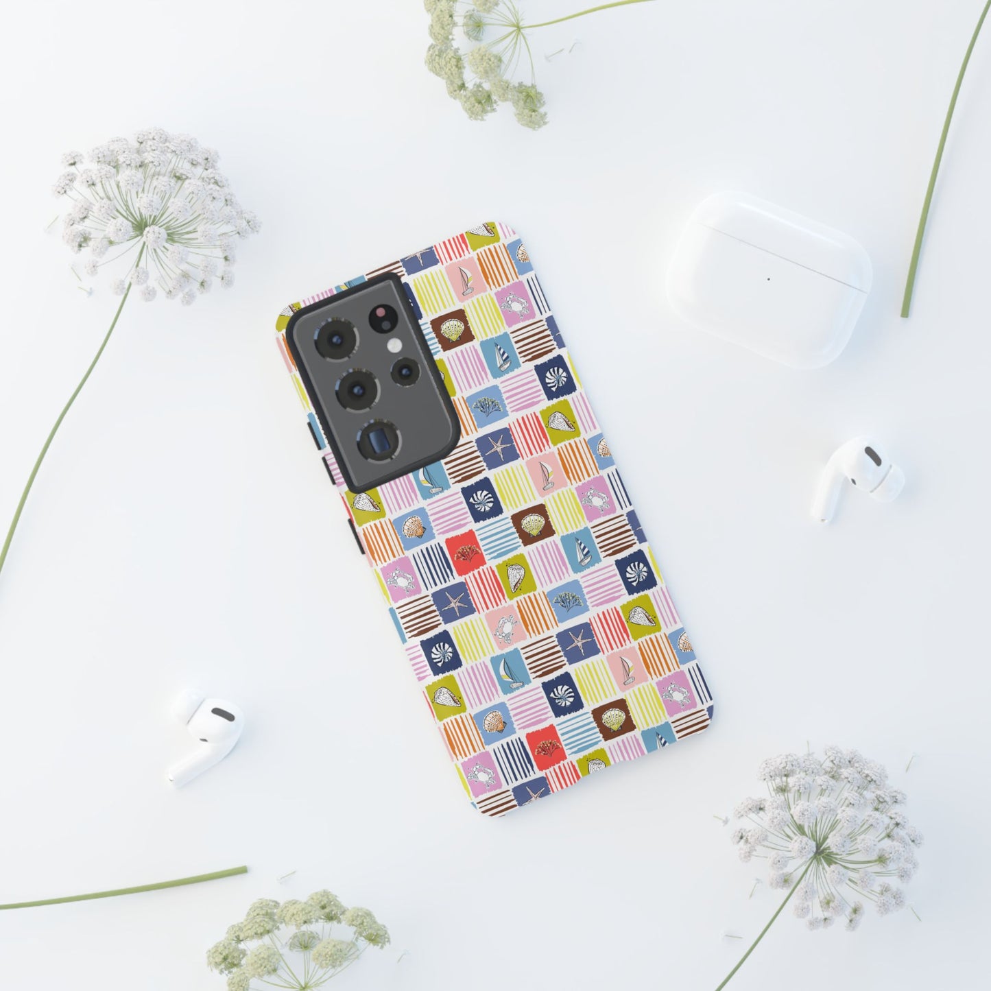 Colorful Seashells Sailboats and Starfish Summer Themed Phone Case