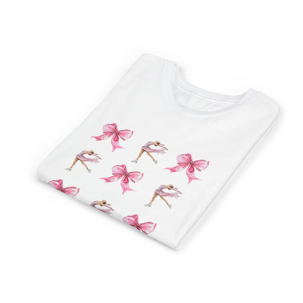 Youth Tee — Pink Figure Skater Ballerinacore & Bow Dance Shirt
