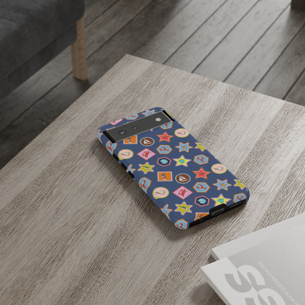 Lobsters Sailboats and Seashells on Navy Blue Phone Case
