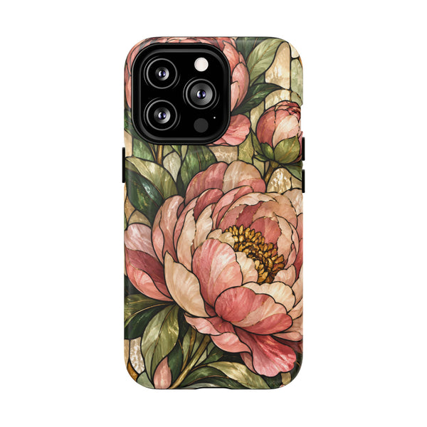 Glossy or Matte Stained Glass Peony MagSafe iPhone Case