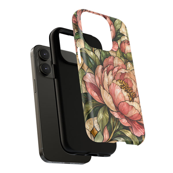 Glossy or Matte Stained Glass Peony MagSafe iPhone Case