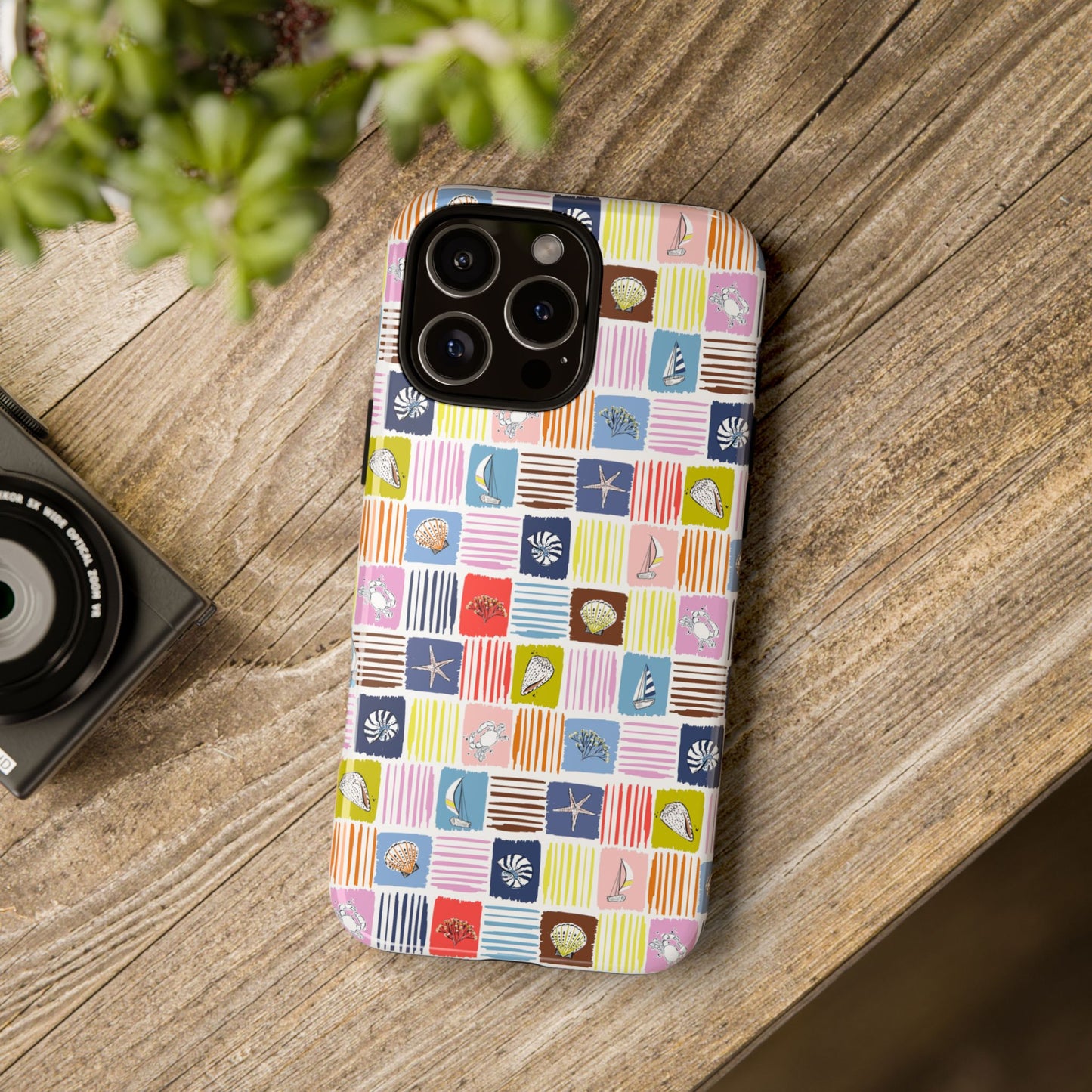 Colorful Seashells Sailboats and Starfish Summer Themed Phone Case