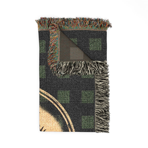 Welcome to the Cabin Woven Blanket | Moose & Pine Tree Buffalo Plaid Throw | Rustic Lodge Cabin Decor | Fall & Winter Gift