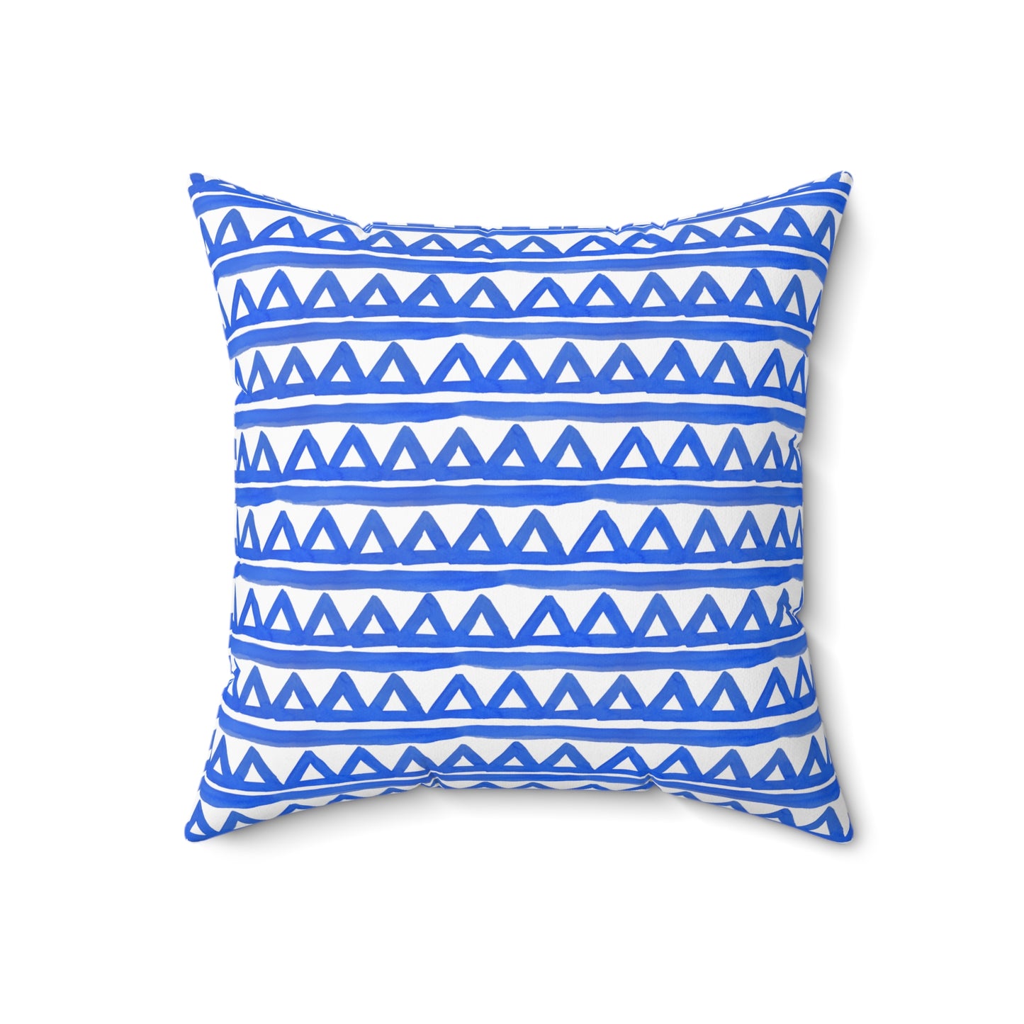 Blue Triangle Patterned - Indoor Square Pillow