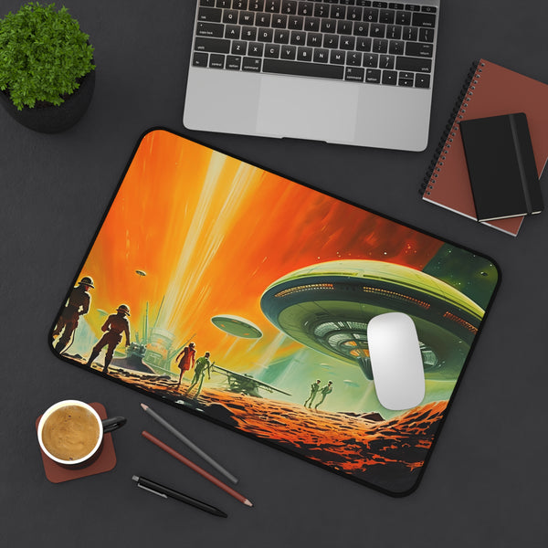Gaming Deskmat, Alien Invasion Deskmat, Custom Desk Mat, Gaming Desk Mat, UFO Mousepad, Large Deskmat for Gaming, Desk Accessories