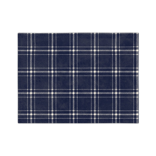 Navy and White Plaid - Velveteen Throw Blanket