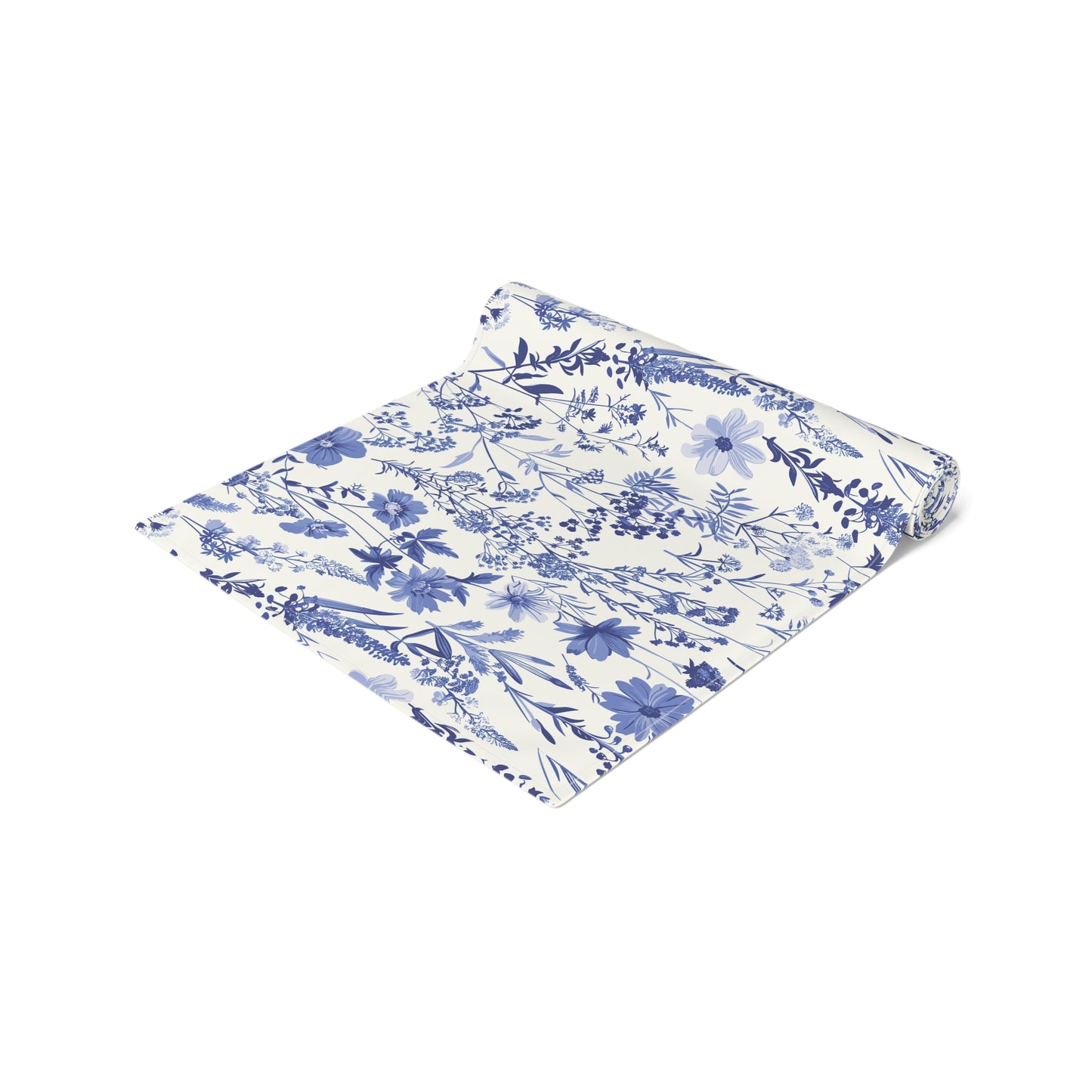 Blue Floral Toile Table Runner