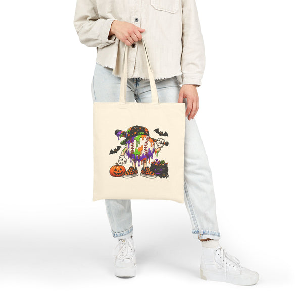 Drippy Baseball Candy Skull Tote Bag | Pumpkin, Bats, Trick-or-Treat