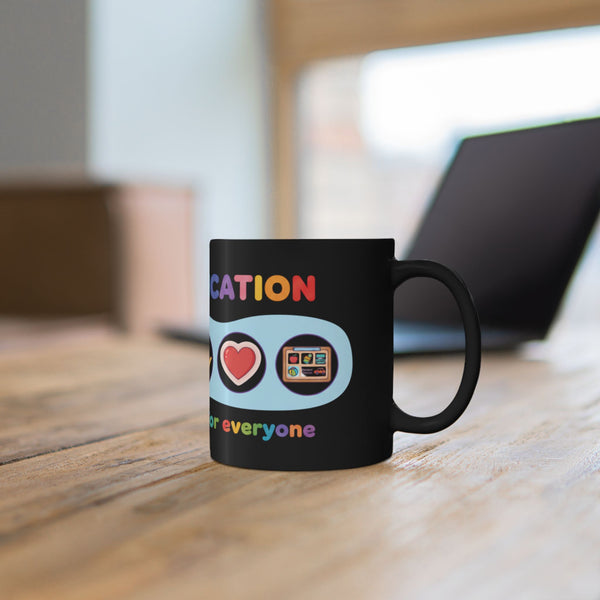 Neurodiversity Communication Mug - 11oz Black Ceramic - Inclusive AAC & ASL Art