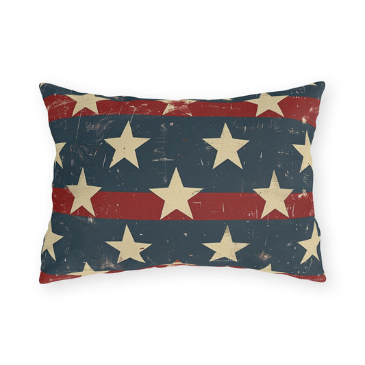 Distressed American Flag Design - Outdoor Throw Pillow