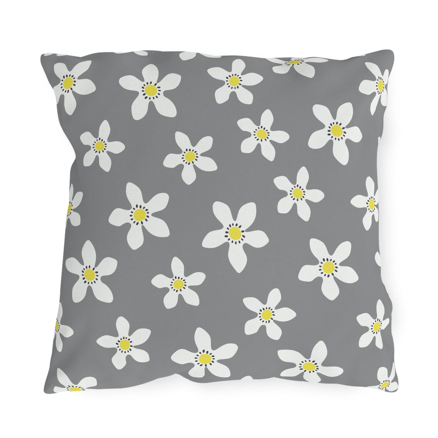 Daisy on Gray - Outdoor Throw Pillow