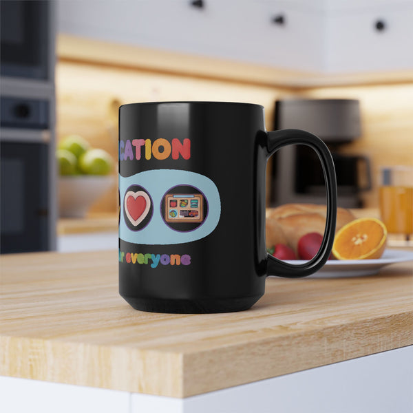 Neurodiversity Communication Mug - 11oz Black Ceramic - Inclusive AAC & ASL Art