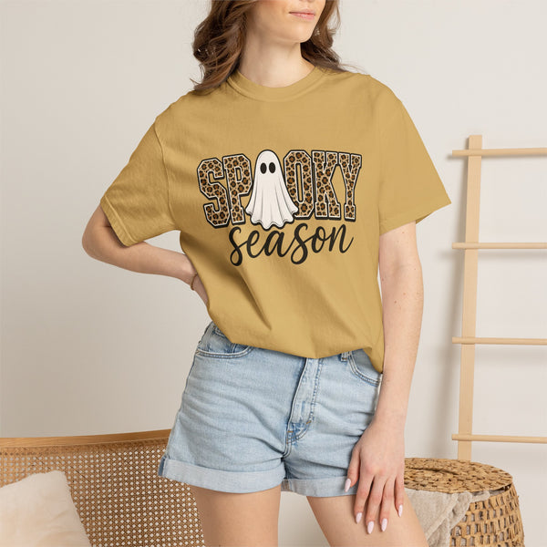 Spooky Season Leopard Print Ghost Halloween Graphic T-Shirt