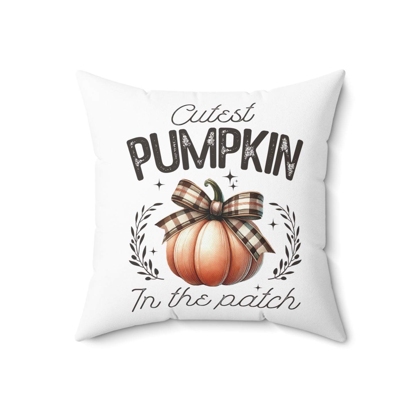 Cutest Pumpkin in the Patch - Indoor Throw Pillow – Double-Sided Fall Pillow with Plaid Bow Design