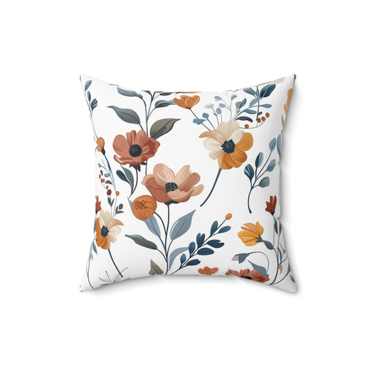Rustic Warm Earth-Tone Floral - Indoor Throw Pillow