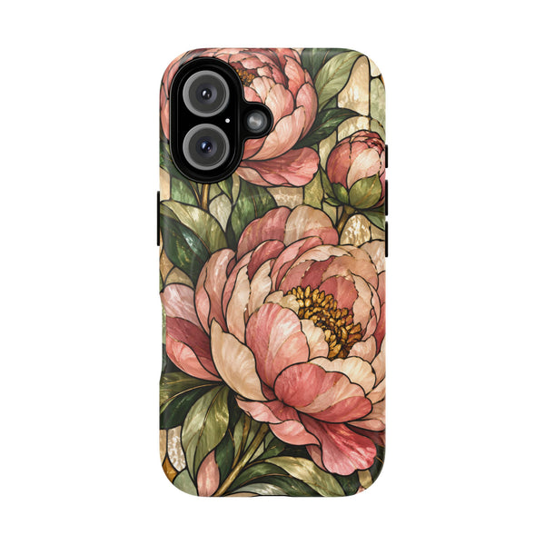 Glossy or Matte Stained Glass Peony MagSafe iPhone Case
