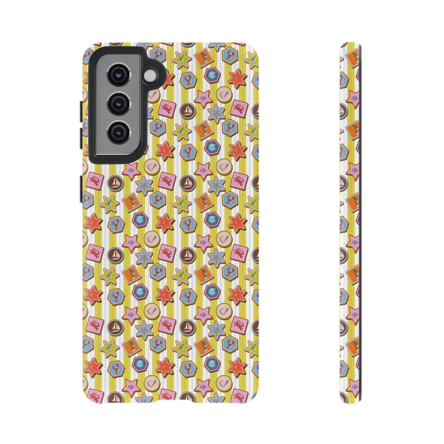 Yellow and White Striped Summer Themed Phone Case