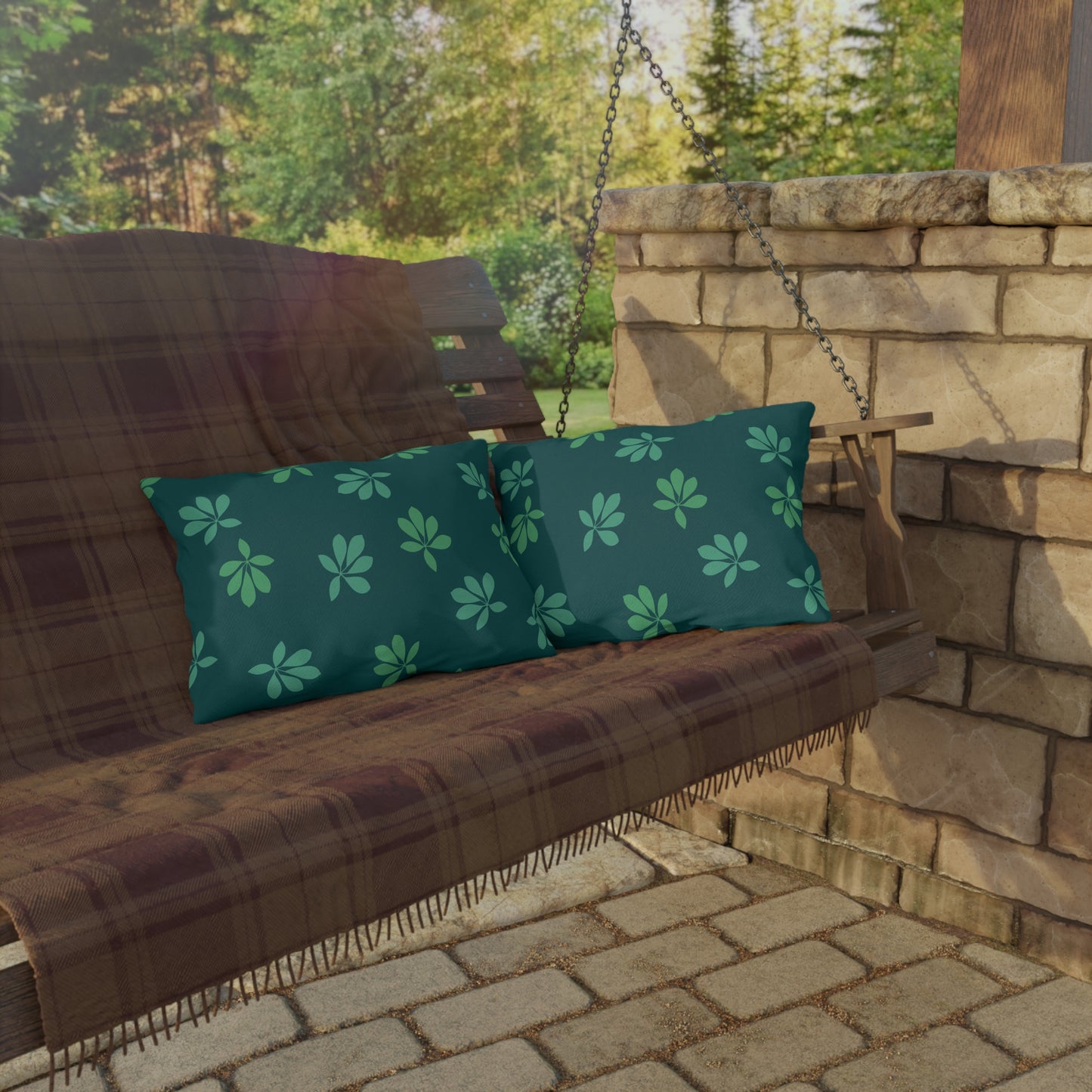 Tropical Green Foliage - Outdoor Throw Pillow