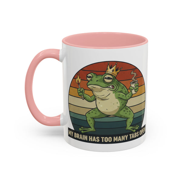 "Too Many Tabs Open" Retro Frog Accent Mug - 11oz & 15oz Ceramic Coffee Cup