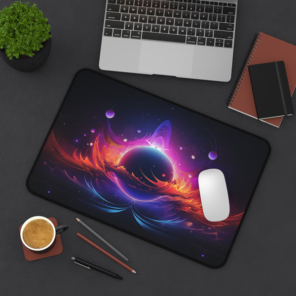 Solar Eclipse Gaming Mouse Pad, Synthwave Style, Solar Eclipse, Neon Desk Mat, Gaming Mat, Neon Noir Moon, Synthwave Eye