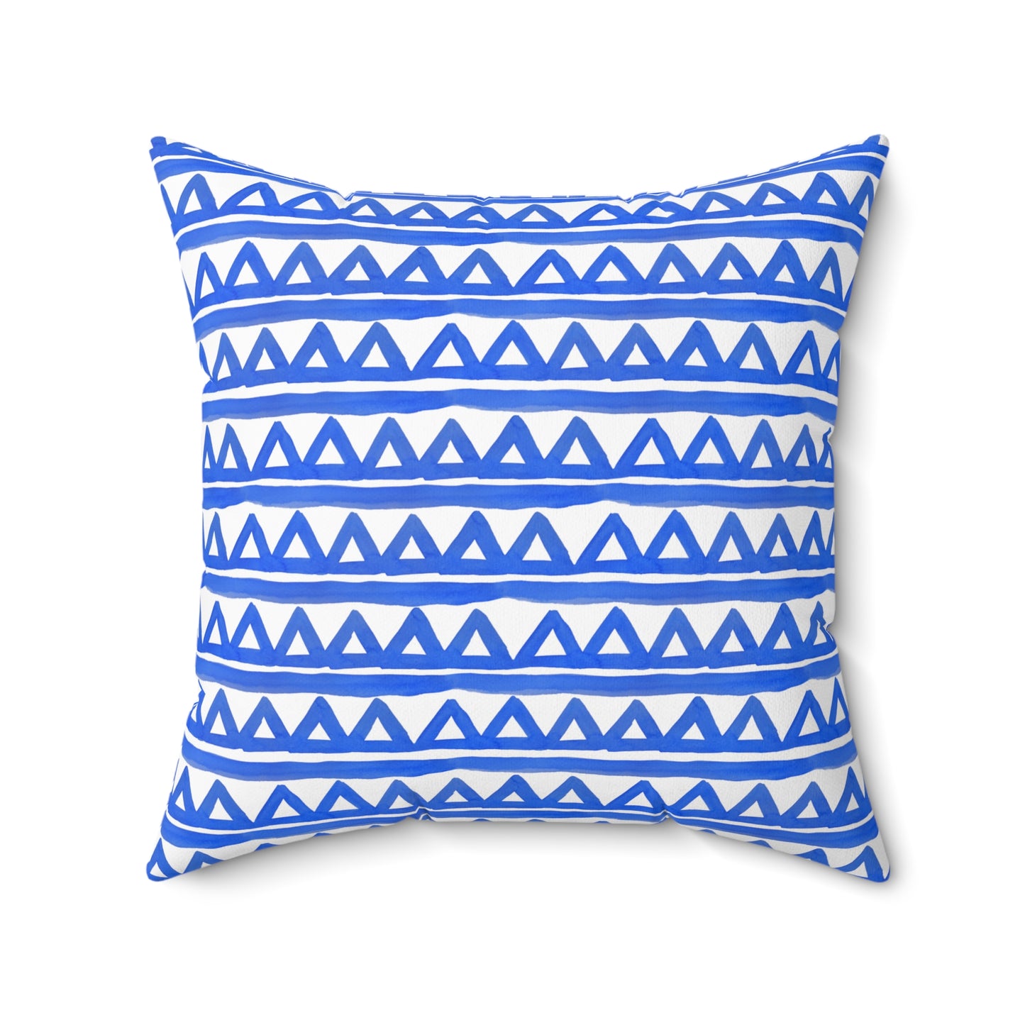 Blue Triangle Patterned - Indoor Square Pillow